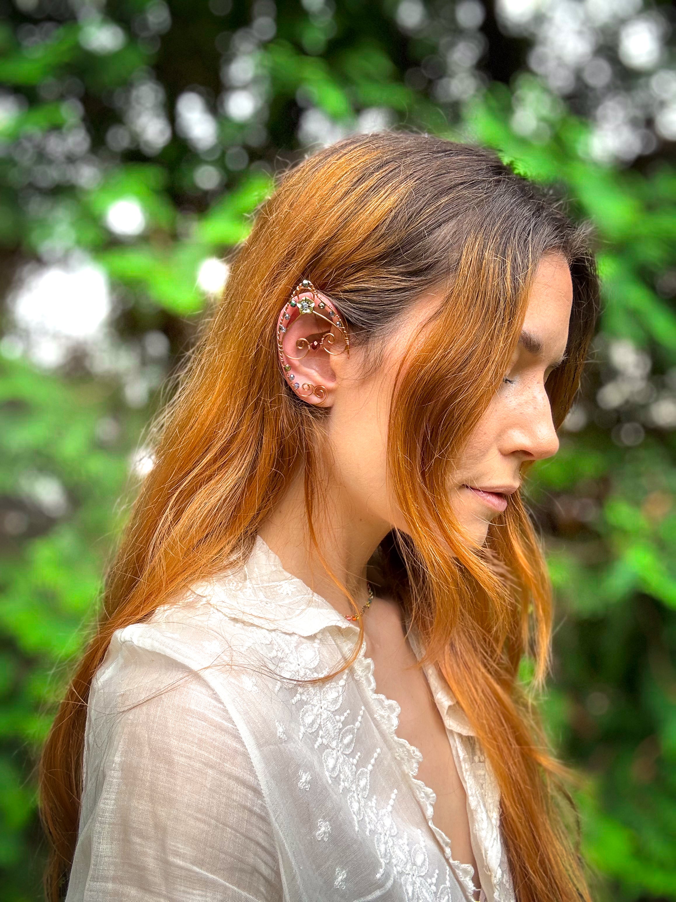 ✨ Enchant Your Look with Handmade Fairy Ear Cuffs – Rose Gold Crystal Fantasy Jewelry