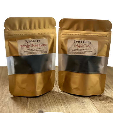 Symbolry vanilla and peppermint incense in gold package.