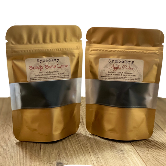 Symbolry vanilla and peppermint incense in gold package.