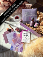 Seeds of Intention subscription box featuring ritual tools for intention-setting, energy alignment, and manifesting abundance through witchcraft and spirituality.