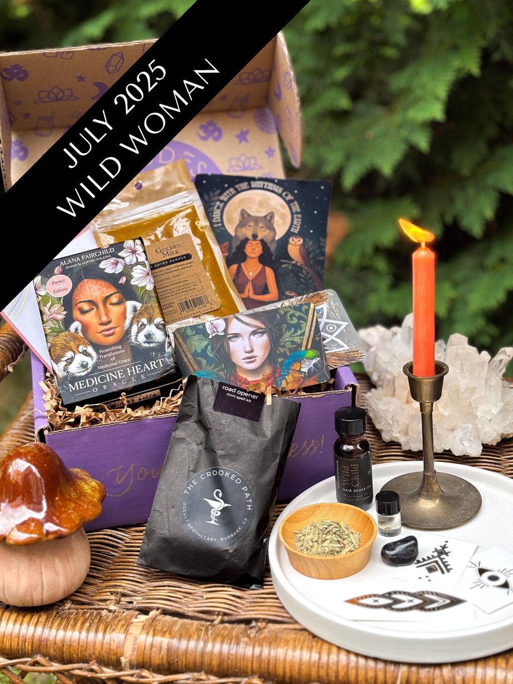 Wild Woman subscription box filled with empowering tools and rituals to embrace untamed feminine energy, body celebration, and divine connection.