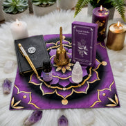 Crown of Light spiritual subscription box with crystal, meditation, altar, and crown chakra ritual tools