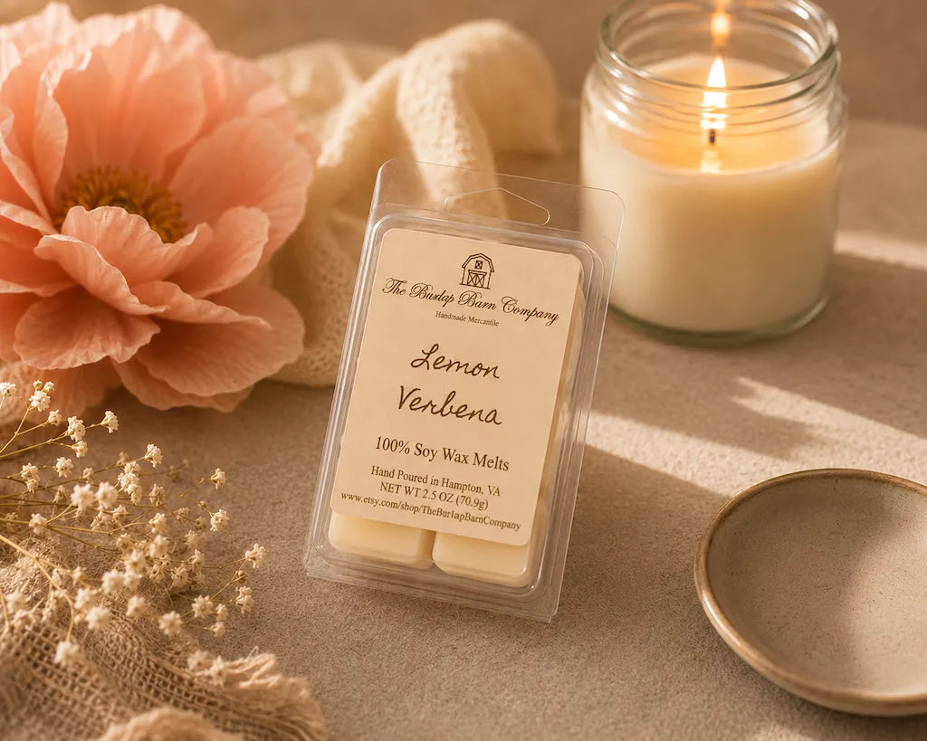 lemon verbena wax melt with fresh citrus and herbal fragrance for home aromatherapy
