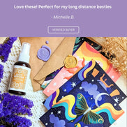 Five-star customer review praising the Magical Memos cards for their beautiful artwork and thoughtful design.