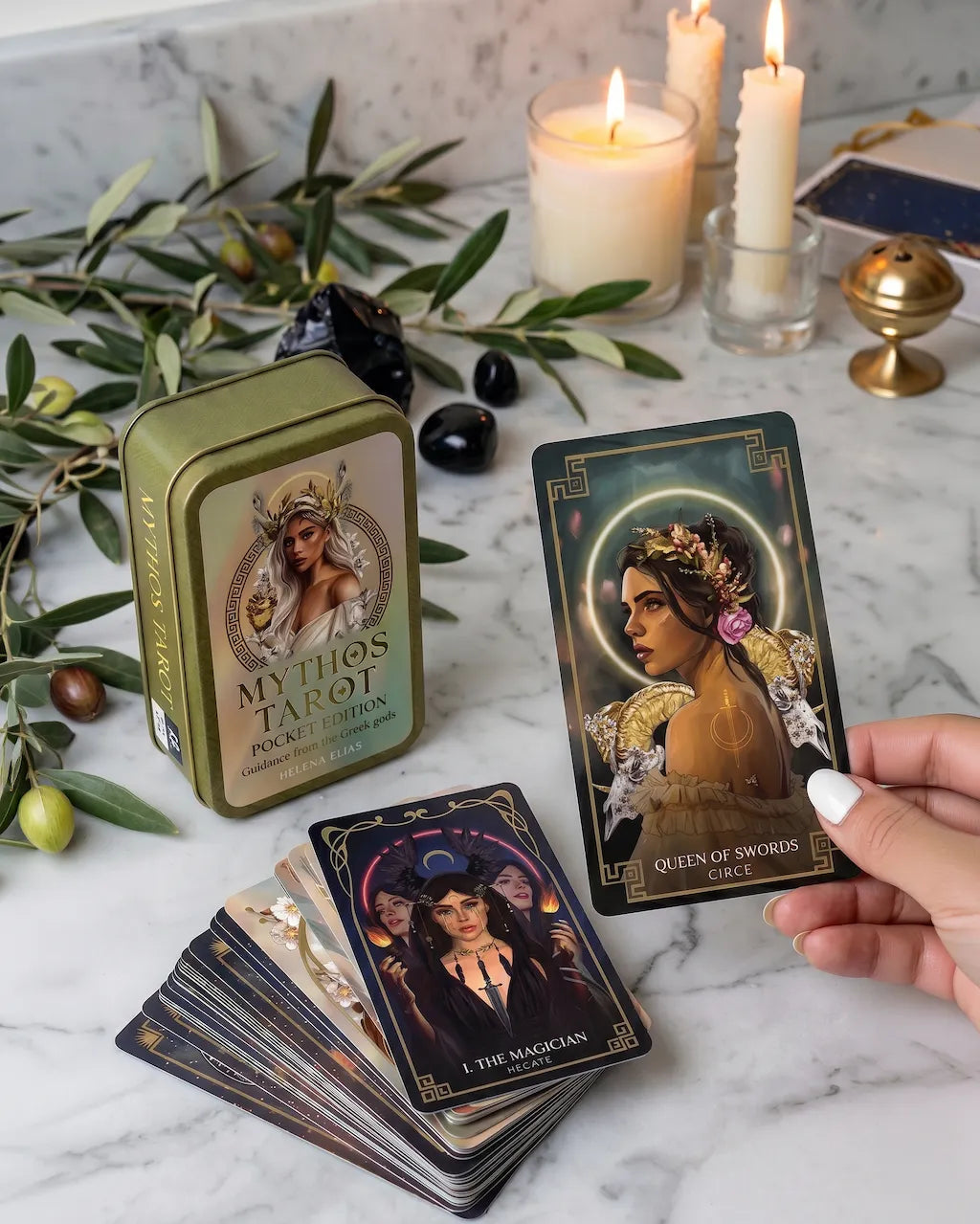 pocket tarot deck featuring Greek gods and goddesses for intuitive readings and spiritual insight
