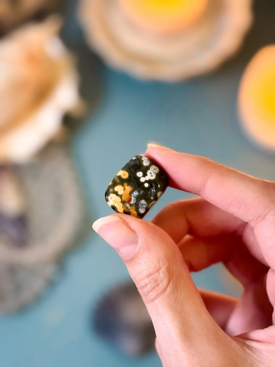 ocean jasper healing stone for relaxation, meditation, and connecting with water energy