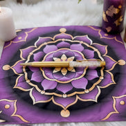 gold gemstone pen with natural crystal chips for journaling and spiritual reflection