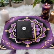 Mystical Musings Journal with gold gemstone pen for spiritual journaling and intention setting