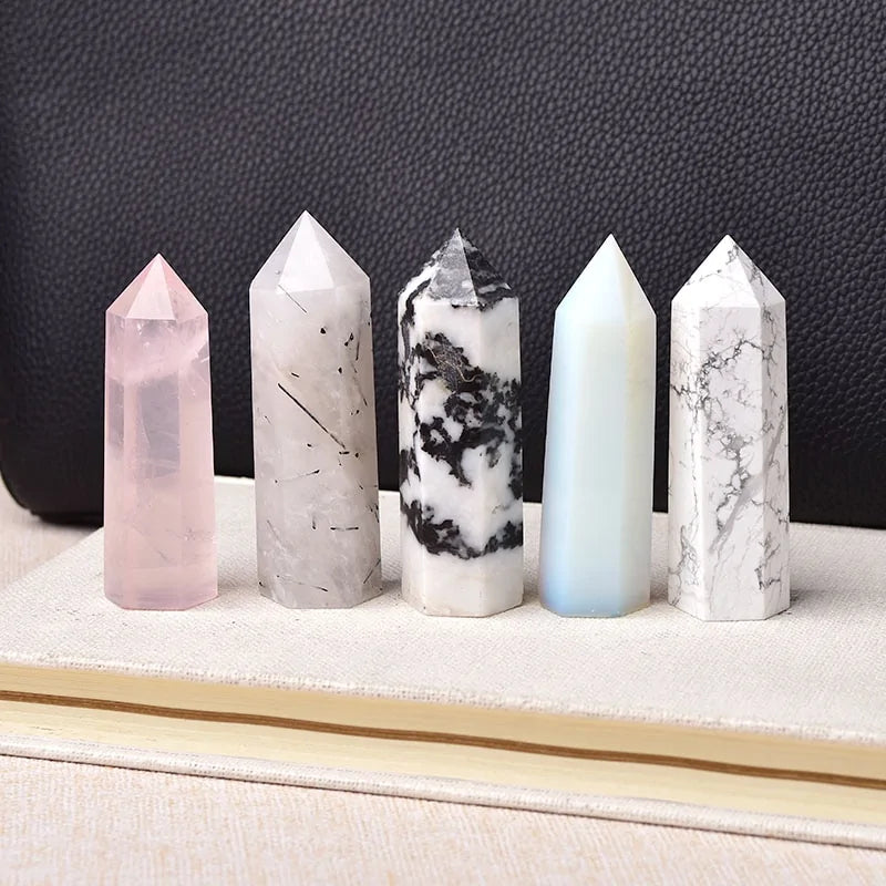 White, marble and pink crystals