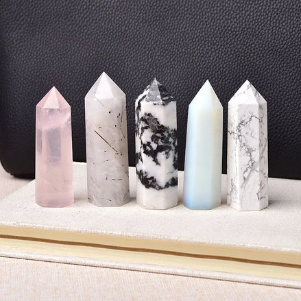 White, marble and pink crystals