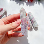 Plum Blossom Tourmaline Crystal - Healing crystals and stones - Pink crystals - white background
