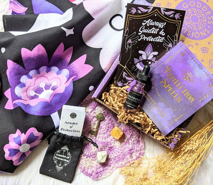 Protection Box Mystic Moons Luxurious Textile Protection Spells Protection Spells Amulet of Protection White Howlite Phantom Zebra Calcite