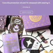 Positive review highlighting the quality, presentation, and magical energy of the Protection Goddess Provisions Box.