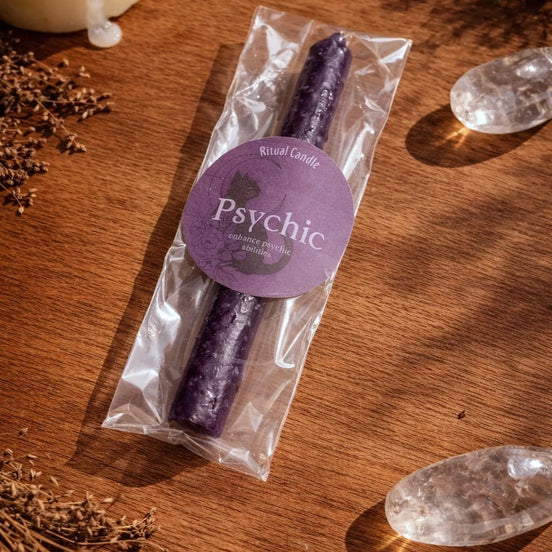 Psychic Candle & Glass Holder Set – Intuition & Divination Ritual Kit