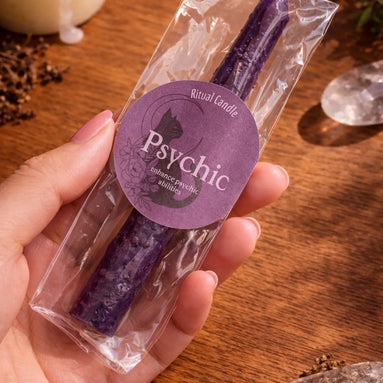 herbal infused candle for meditation, divination, and developing psychic abilities