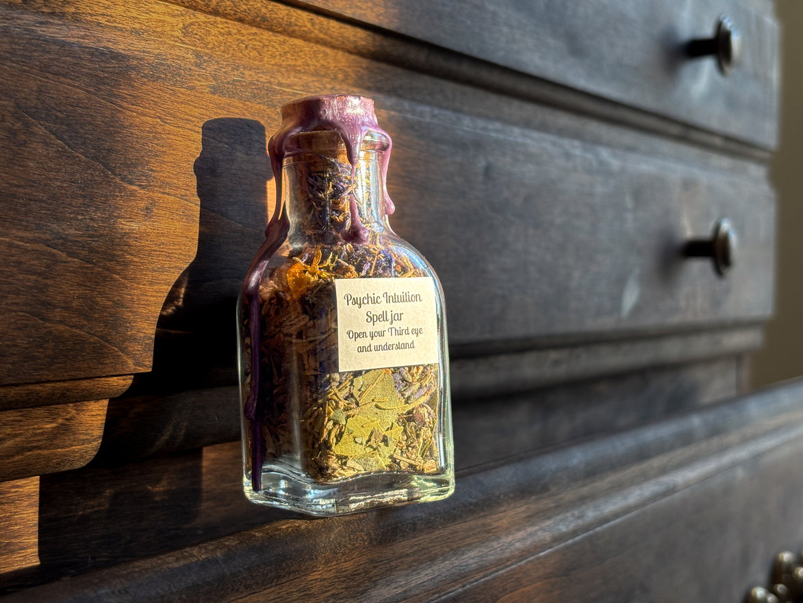 spell jar for intuition and psychic development used in meditation and spiritual rituals