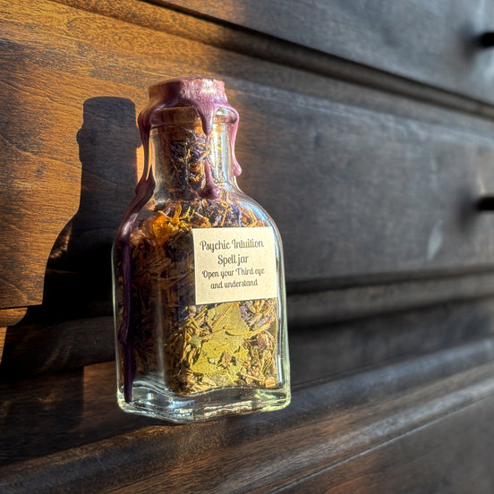 spell jar for intuition and psychic development used in meditation and spiritual rituals