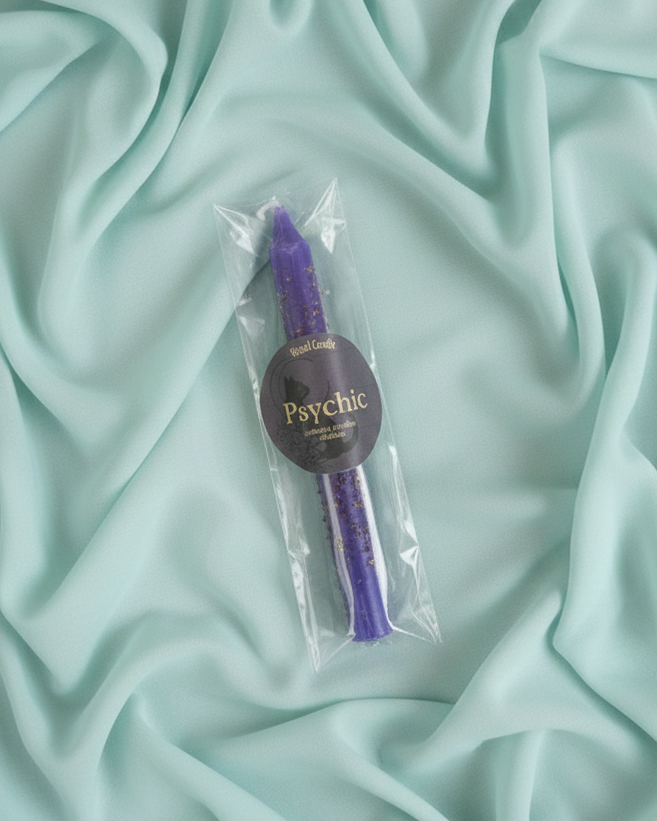 Ritual candle crafted to enhance intuition and psychic abilities when burned.