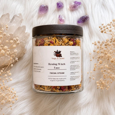 organic herbal facial steam with calendula, chamomile, lavender, and rose for spa rituals