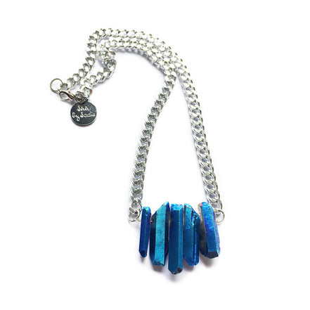 Rocked Up Mini Crystal Quartz Necklace, sapphire | Goddess Provisions