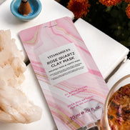 Vegan clay face mask with rose quartz, raspberry extract, and vitamins C and E
