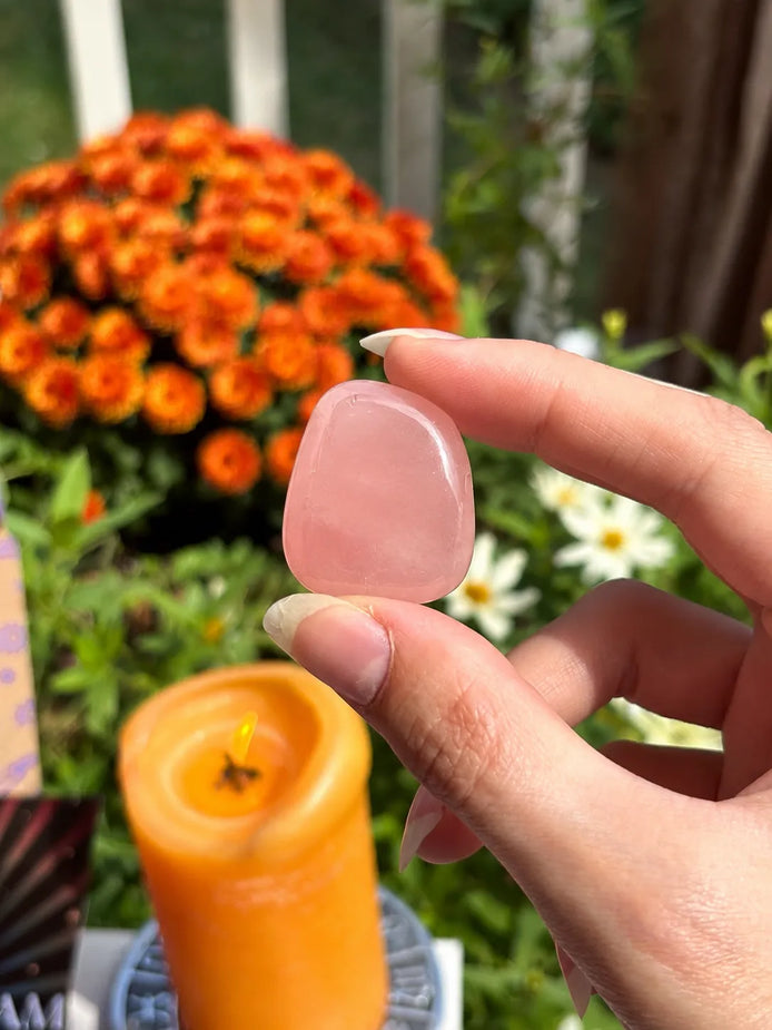 rose quartz crystal for self love, emotional healing, and heart chakra support