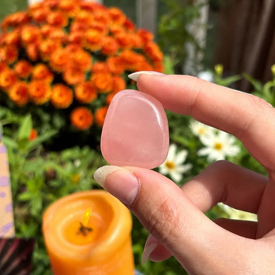 rose quartz crystal for self love, emotional healing, and heart chakra support