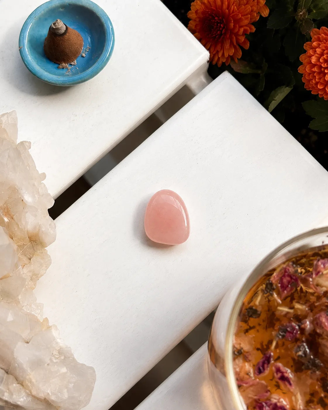 pink rose quartz healing stone used for meditation, compassion, and spiritual wellness