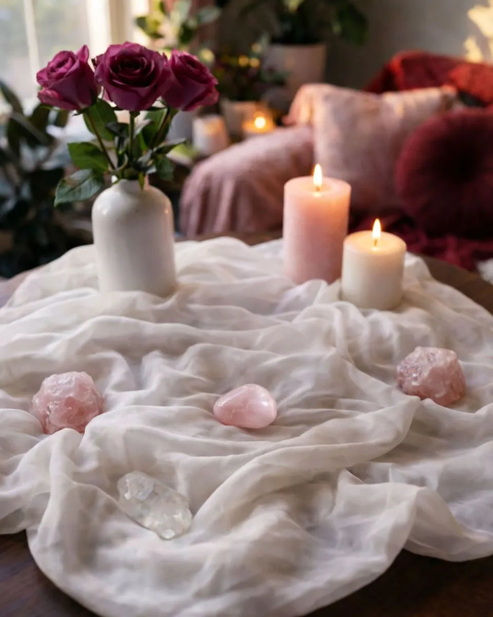 Tumbled rose quartz crystal known for love, compassion, and heart chakra support.