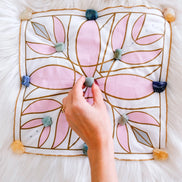 Lightworker altar cloth by Ha’vanah Star printed with channeled lightcode design on soft eco-friendly fabric.