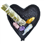 Shungite Heart Shaped Angel Wings Bowl with white background