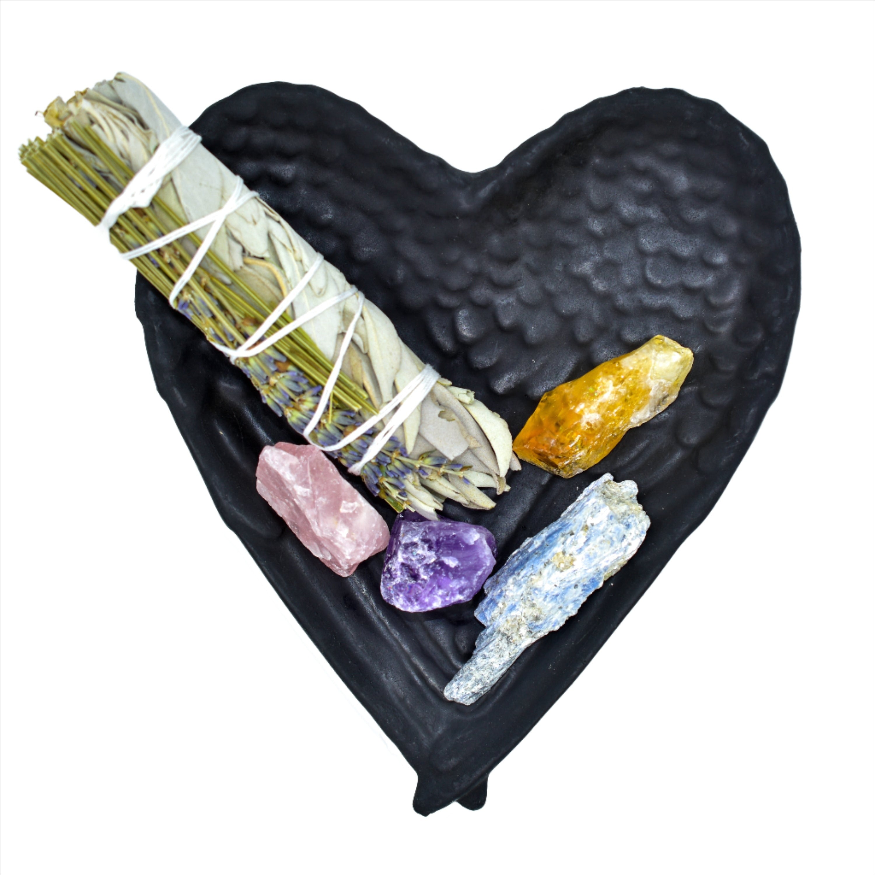 Shungite Heart Shaped Angel Wings Bowl with white background