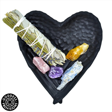 Shungite_Heart_Shaped_Angel_Wings_Bowl_with_white_background_and_Goddess_Provisions_Logo