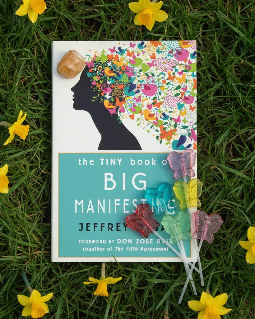 Small manifestation guidebook featuring simple techniques for intention setting and growth.