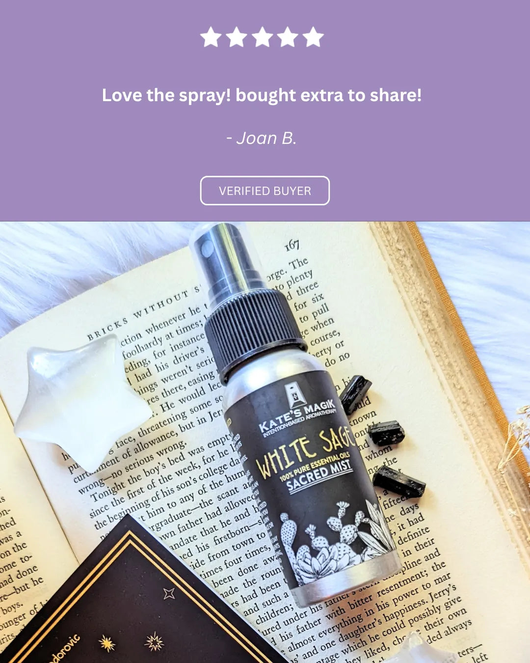 Customer review sharing how the cleansing spray helps refresh and reset their space.