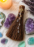 decorative ritual besom with cinnamon scent, beads, and jute twine for altar décor