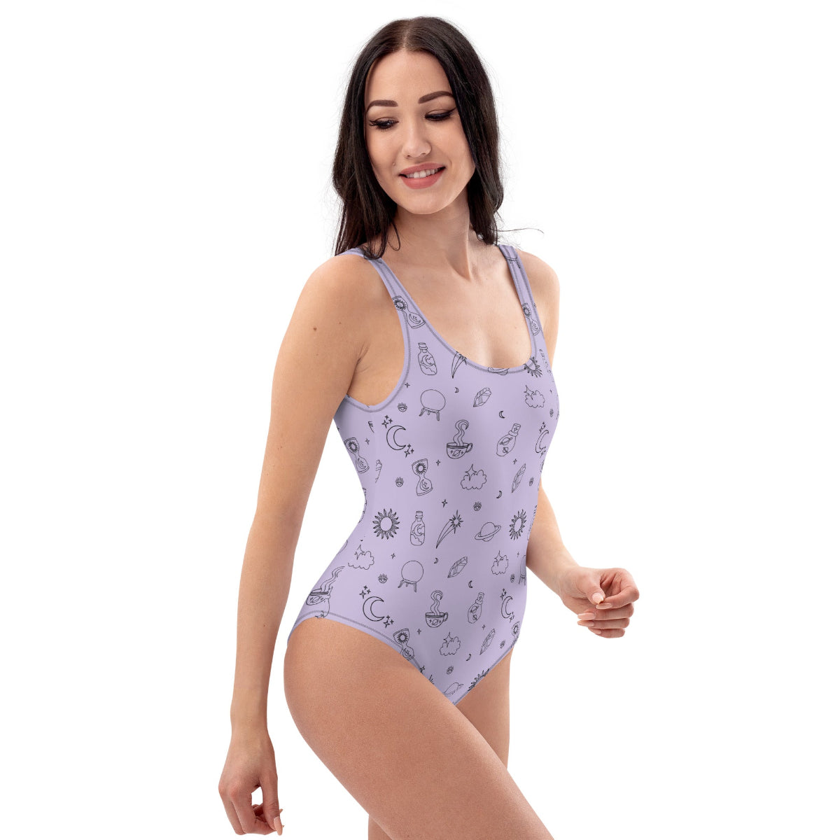 Woman's Swimsuite Adult Chlorine-resistant fabric All over print ready for summer lavender