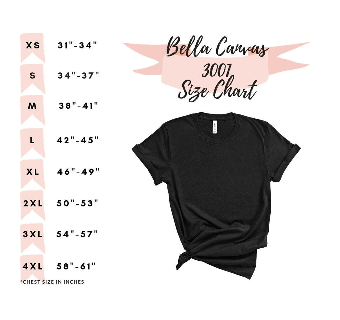 Womans tshirt size chart