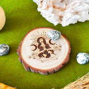 Mother Gaia Wooden Altar Tile – Earth Goddess Altar Decor | Exclusive Witch Ritual Tool for Spiritual Renewal | Goddess Provisions Design
