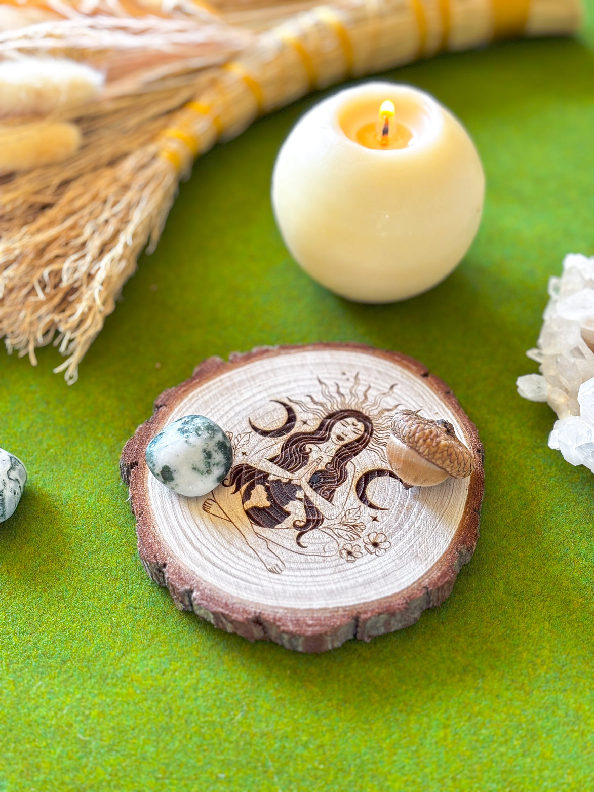 Mother Gaia Wooden Altar Tile – Earth Goddess Altar Decor | Exclusive Witch Ritual Tool for Spiritual Renewal | Goddess Provisions Design