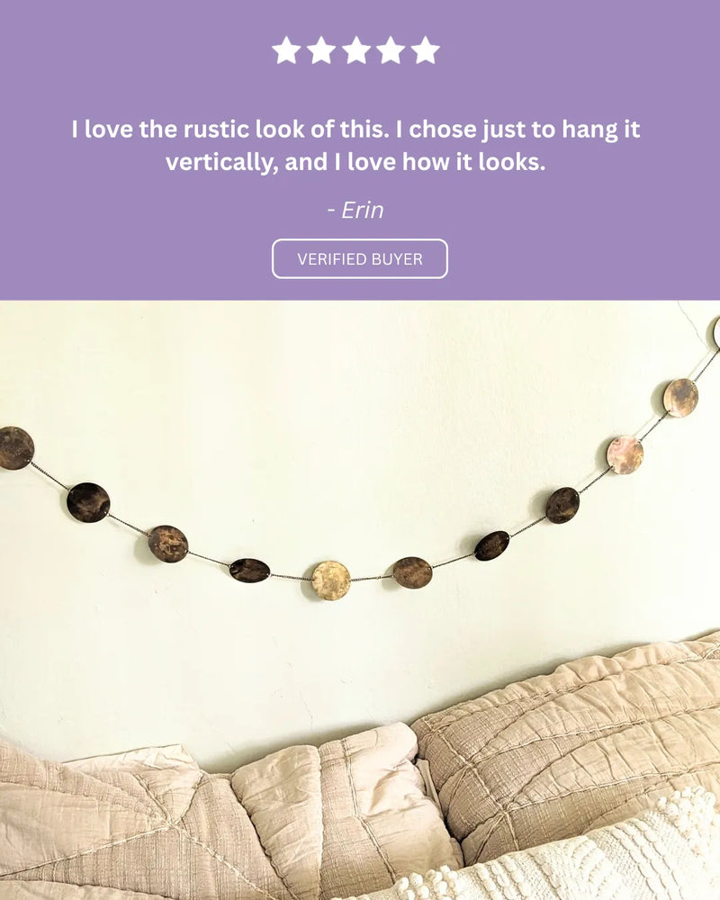 Five-star customer review praising the detailed zodiac artwork and quality craftsmanship of the wall hanging.