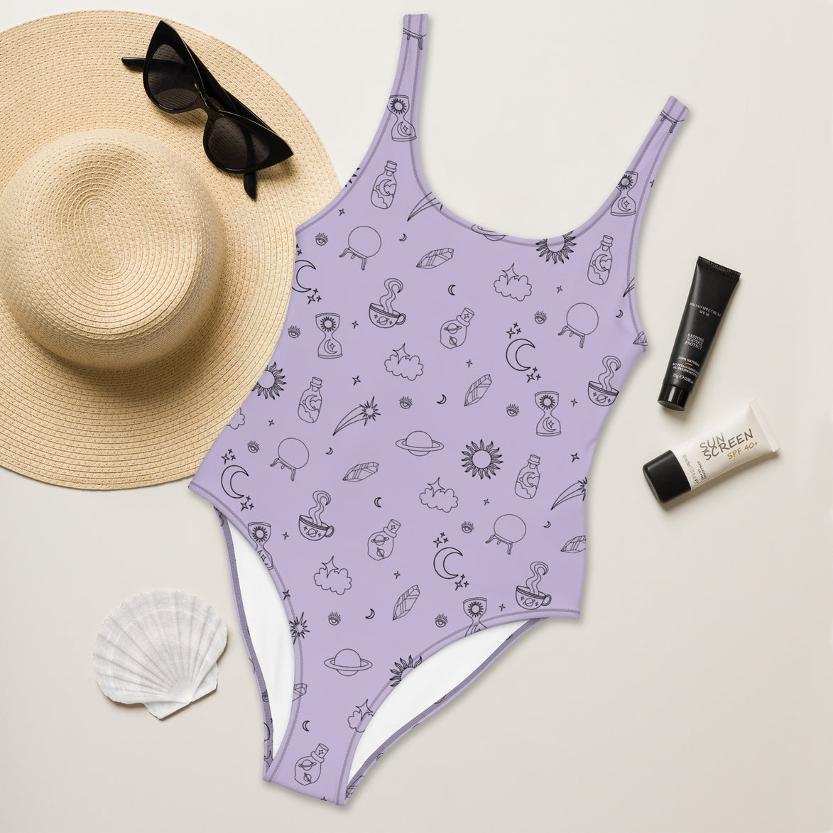 Woman's Swimsuit 1-Piece Low Back Celestial Magick