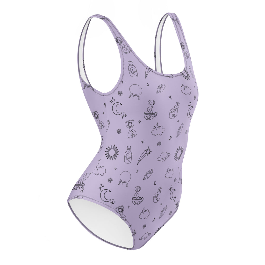 Woman's Swimsuite Adult Chlorine-resistant fabric All over print ready for summer lavender Back