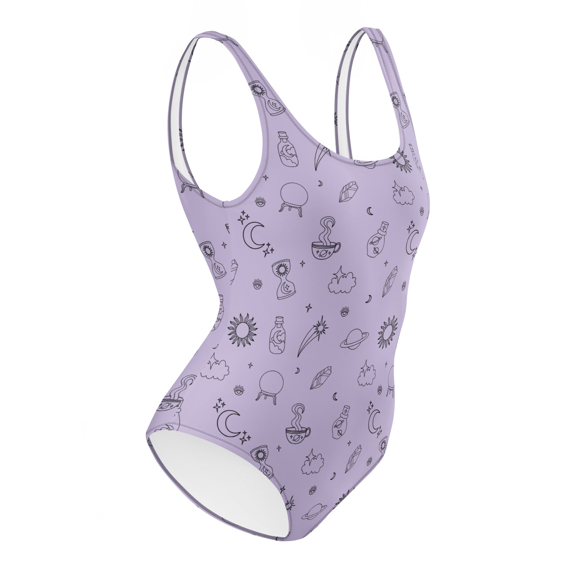Woman's Swimsuite Adult Chlorine-resistant fabric All over print ready for summer lavender Back