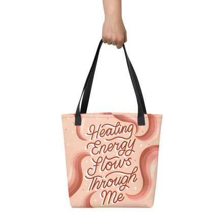Healing Energy Flows Through Me Tote Bag, for crystals, decks and everyday magic | Goddess Provisions