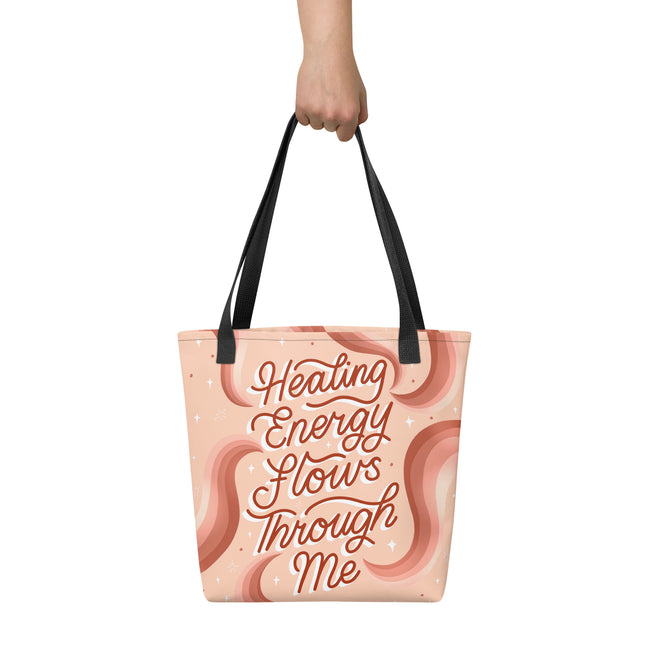 Healing Energy Flows Through Me Tote Bag, for crystals, decks and everyday magic | Goddess Provisions