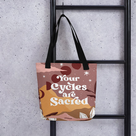 Your Cycles are Sacred Tote Bag, canvas tote bag, photo 4