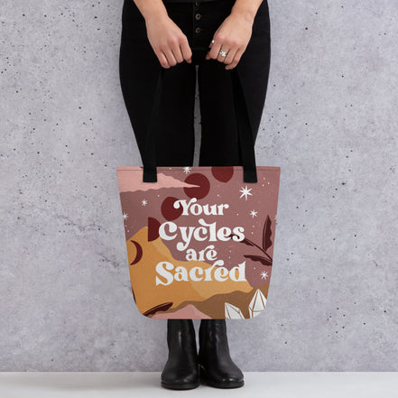 Your Cycles are Sacred Tote Bag, canvas tote bag, photo 5