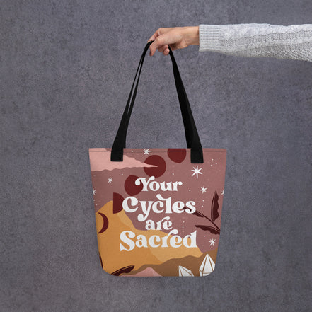 Your Cycles are Sacred Tote Bag, canvas tote bag, photo 6