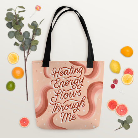Healing Energy Flows Through Me Tote Bag, canvas tote bag, photo 2